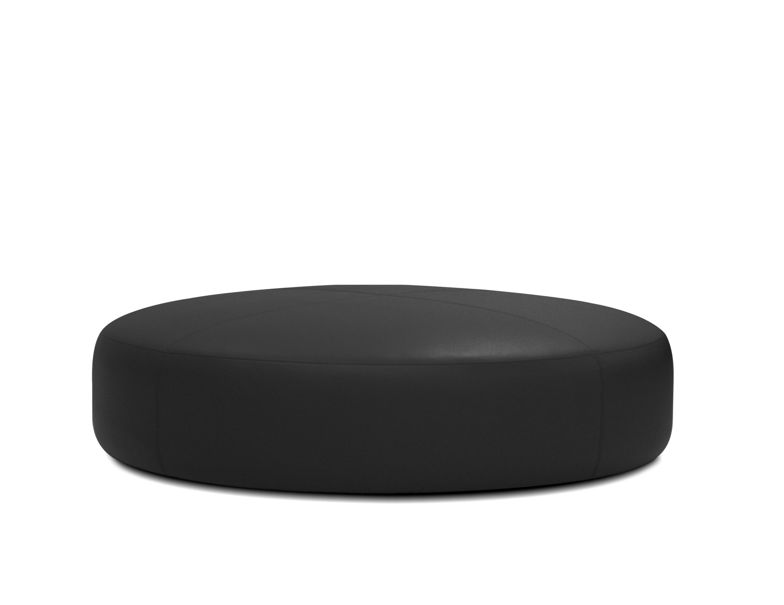 DISC Black Leatherette 48" Round Ottoman 1 DISC Black Leatherette 48" Round Ottoman