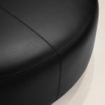DISC Black Leatherette 54" Round Pine Wood Ottoman