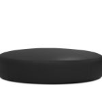 DISC Black Leatherette 54" Round Pine Wood Ottoman