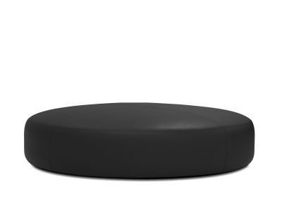 DISC Black Leatherette 54" Round Pine Wood Ottoman