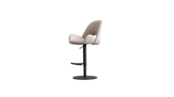 DOLCE Beige Leatherette Hydraulic Bar Stool Black Base 2