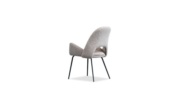 DOLCE Taupe Fabric Dining Chair Black Steel Base 3 2