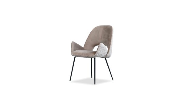 DOLCE Taupe Fabric Dining Chair Black Steel Base 7