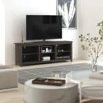 Dark Brown 70-Inch TV Stand with Shelves and Storage