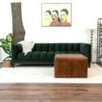 Tan Leather Mid-Century Square Ottoman 28 Inches 9 Tan Leather Mid-Century Square Ottoman 28 Inches