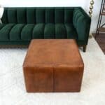 Tan Leather Mid-Century Square Ottoman 28 Inches 10 Tan Leather Mid-Century Square Ottoman 28 Inches