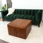 Tan Leather Mid-Century Square Ottoman 28 Inches 11 Tan Leather Mid-Century Square Ottoman 28 Inches
