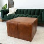 Tan Leather Mid-Century Square Ottoman 28 Inches 8 Tan Leather Mid-Century Square Ottoman 28 Inches
