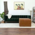 Tan Leather Mid-Century Square Ottoman 28 Inches 12 Tan Leather Mid-Century Square Ottoman 28 Inches