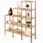 Bamboo Wood 5-Tier Bookcase and Plant Stand Storage Rack