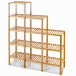 Bamboo Wood 5-Tier Bookcase and Plant Stand Storage Rack