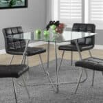 Modern Square Glass Dining Table with Chrome Base for Four 3 Modern Square Glass Dining Table with Chrome Base for Four