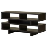 Modern Dark Brown Wood TV Stand with Open Shelving