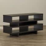 Modern Dark Brown Wood TV Stand with Open Shelving
