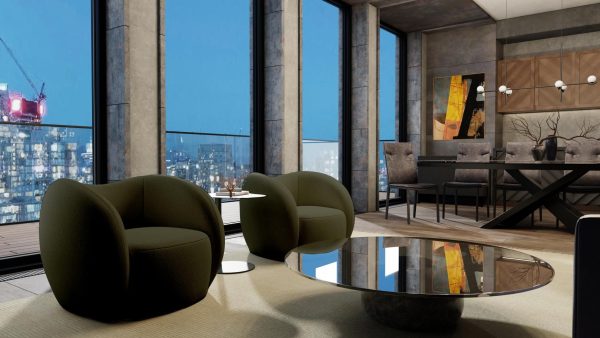 DUNE Army Teddy Fabric Swivel Lounge Chair 5 1