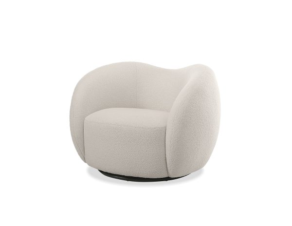 DUNE Cream Teddy Fabric Swivel Lounge Chair 6