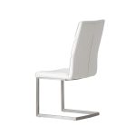 DUOMO White Leatherette Dining Chair Brushed Legs 4 DUOMO White Leatherette Dining Chair Brushed Legs