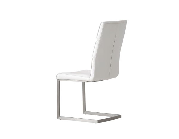 DUOMO White Leatherette Dining Chair Brushed Legs 2 2