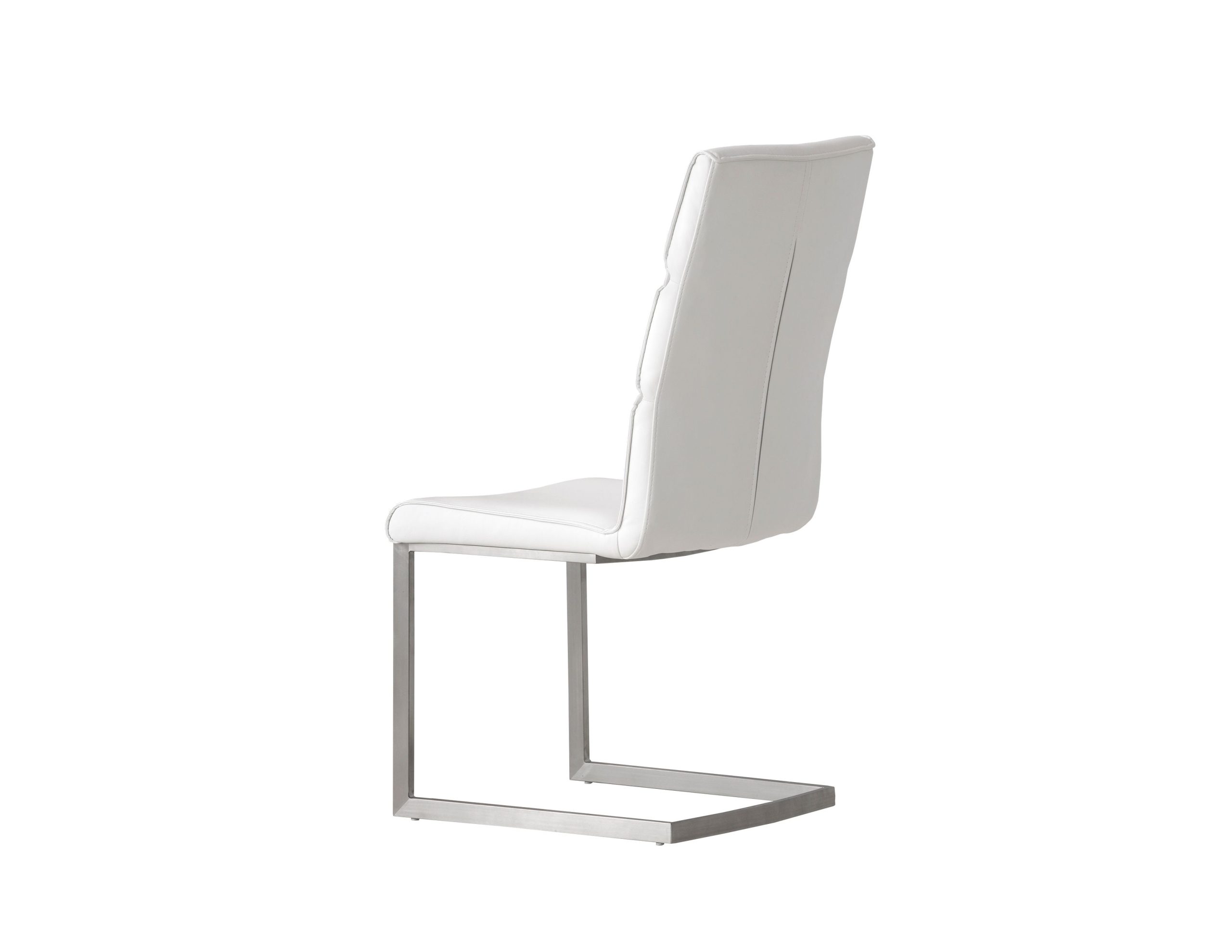 DUOMO White Leatherette Dining Chair Brushed Legs 2 DUOMO White Leatherette Dining Chair Brushed Legs - Image 2