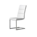 DUOMO White Leatherette Dining Chair Brushed Legs 3 DUOMO White Leatherette Dining Chair Brushed Legs