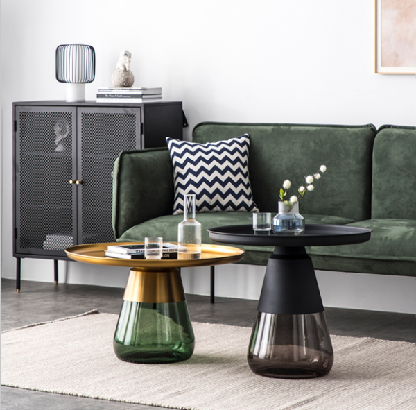 DUVERRE Coffee Table Brass Aluminum Green Glass 5