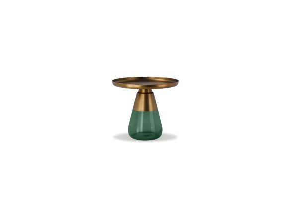 DUVERRE End Table Brass Aluminum Green Glass Electroplated Base