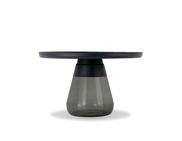DUVERRE Smoke Glass Coffee Table Matte Black Aluminum 2
