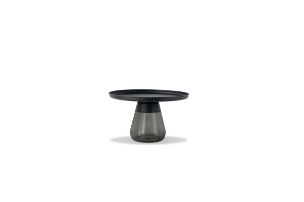 DUVERRE Smoke Glass Coffee Table Matte Black Aluminum