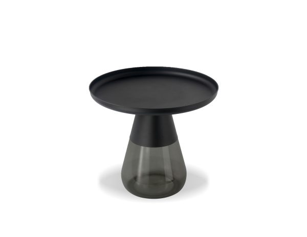 DUVERRE Smoke Glass Matte Black Aluminum End Table 1