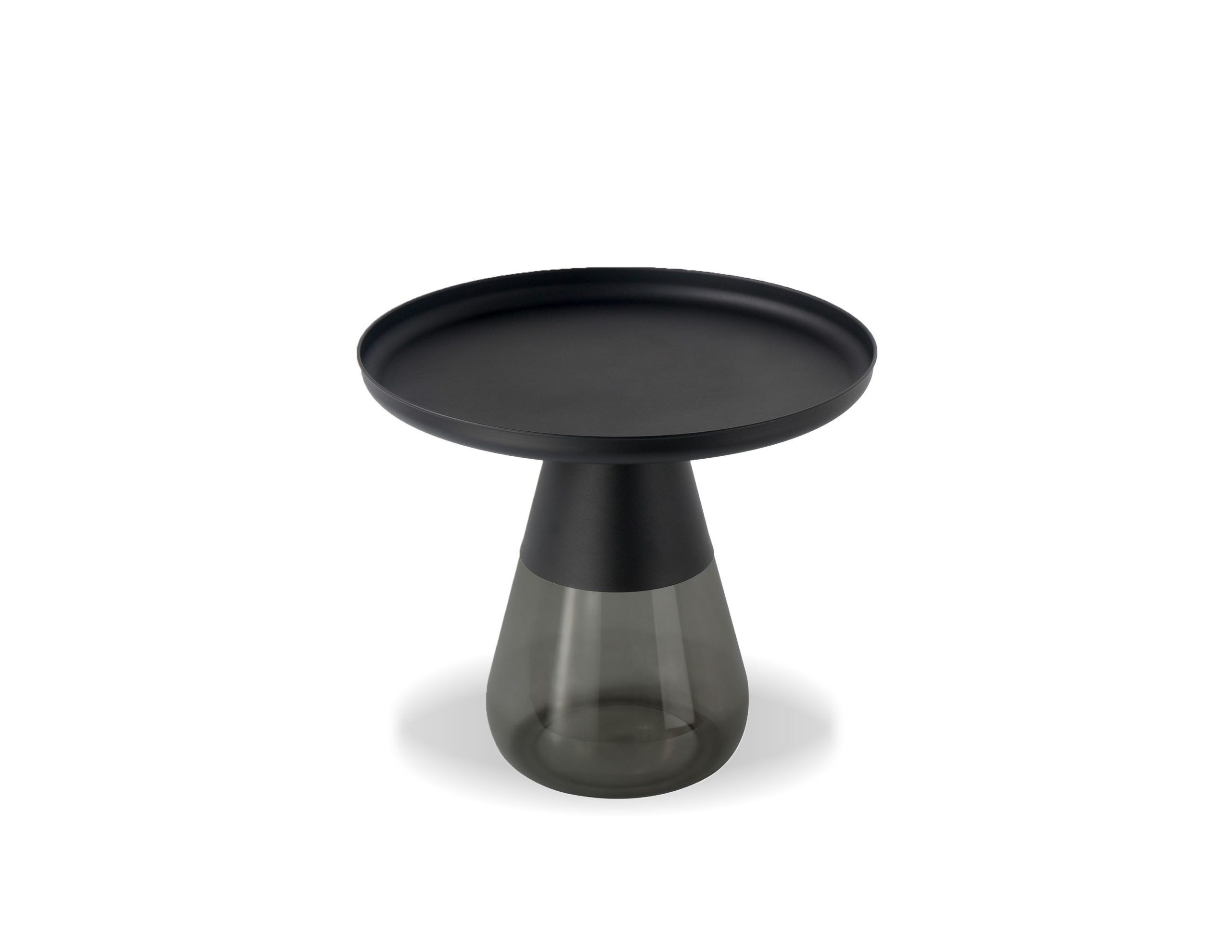 DUVERRE Smoke Glass Matte Black Aluminum End Table 2 DUVERRE Smoke Glass Matte Black Aluminum End Table - Image 2