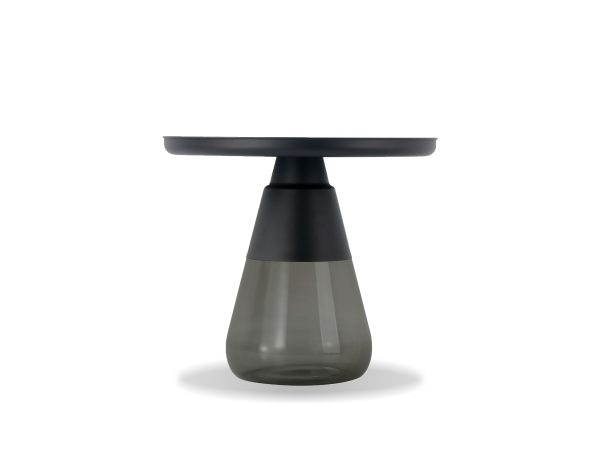 DUVERRE Smoke Glass Matte Black Aluminum End Table 2