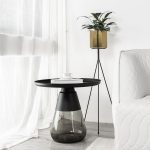 DUVERRE Smoke Glass Matte Black Aluminum End Table 10 DUVERRE Smoke Glass Matte Black Aluminum End Table