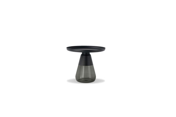DUVERRE Smoke Glass Matte Black Aluminum End Table
