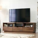 Walnut Finish Mid-Century TV Stand with Storage