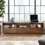 Walnut Finish Mid-Century TV Stand with Storage