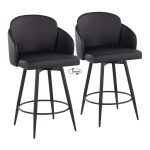 Dahlia 26 Contemporary Black Faux Leather Counter Stool (Set of 2)