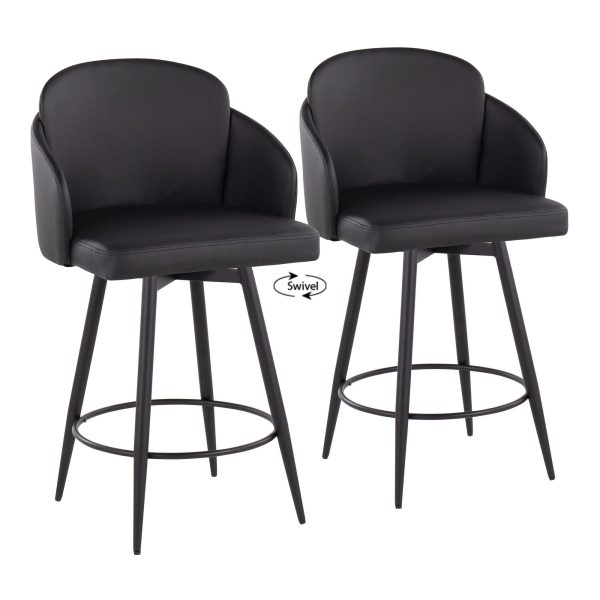 Dahlia 26 Contemporary Black Faux Leather Counter Stool Set of 2 2