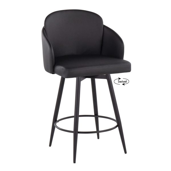 Dahlia 26 Contemporary Black Faux Leather Counter Stool Set of 2 3