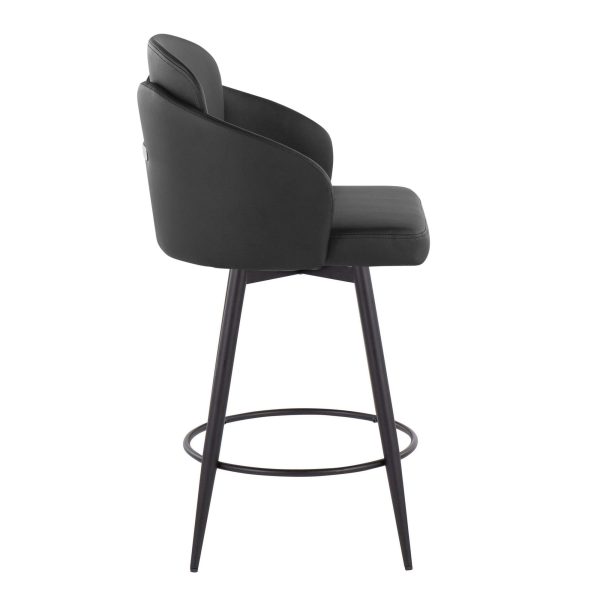 Dahlia 26 Contemporary Black Faux Leather Counter Stool Set of 2 4
