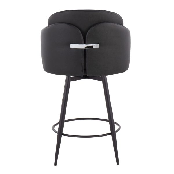 Dahlia 26 Contemporary Black Faux Leather Counter Stool Set of 2 6