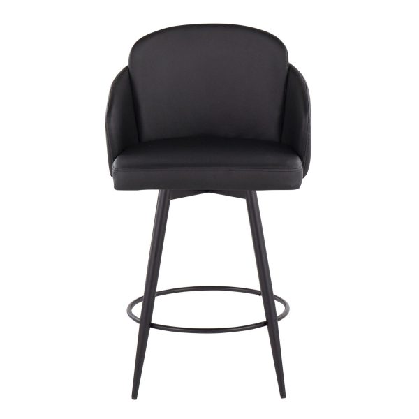 Dahlia 26 Contemporary Black Faux Leather Counter Stool Set of 2 7