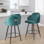Dahlia 26 Contemporary Green Velvet Counter Stools (Set of 2)