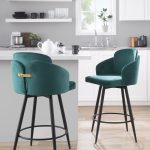 Dahlia 26 Contemporary Green Velvet Counter Stools (Set of 2)