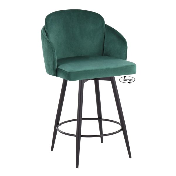 Dahlia 26 Contemporary Green Velvet Counter Stools Set of 2 3