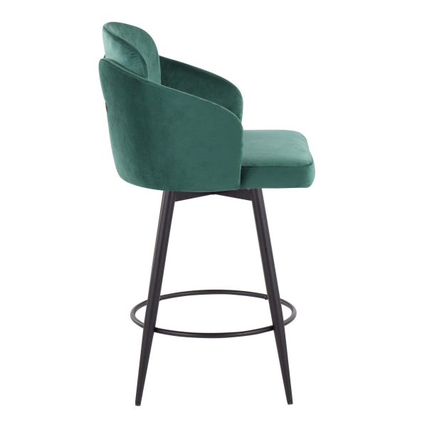 Dahlia 26 Contemporary Green Velvet Counter Stools Set of 2 4