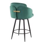 Dahlia 26 Contemporary Green Velvet Counter Stools (Set of 2)