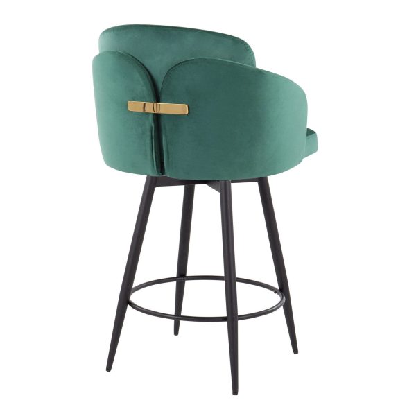 Dahlia 26 Contemporary Green Velvet Counter Stools Set of 2 5