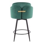 Dahlia 26 Contemporary Green Velvet Counter Stools (Set of 2)