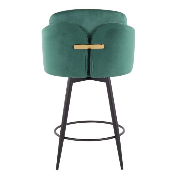 Dahlia 26 Contemporary Green Velvet Counter Stools Set of 2 6