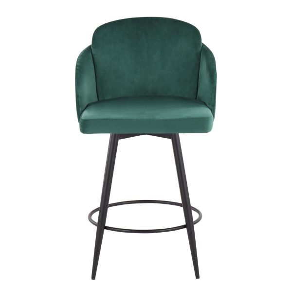 Dahlia 26 Contemporary Green Velvet Counter Stools Set of 2 7